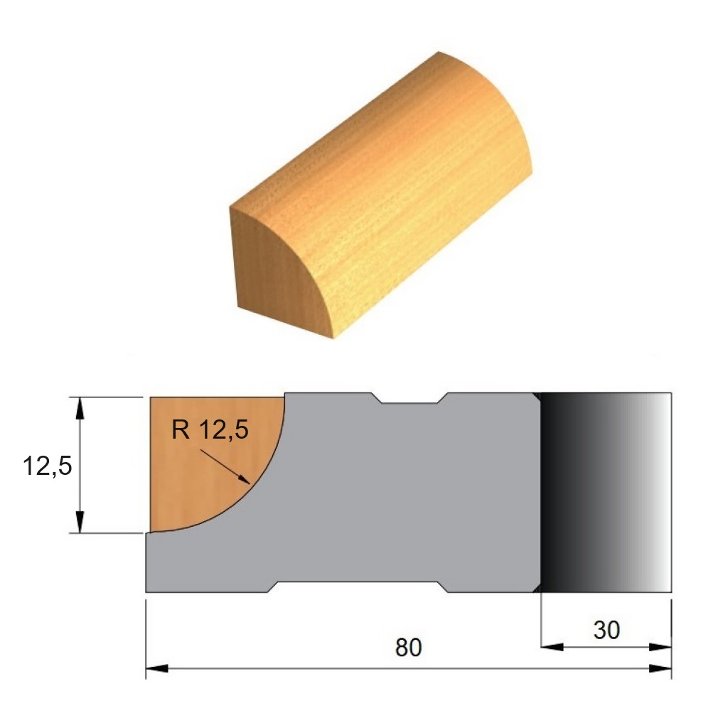 Fresa para Cordão de Janela de Aço Ø80 x 12,5 x 30 - 5 Dentes - Cód. 2290.08